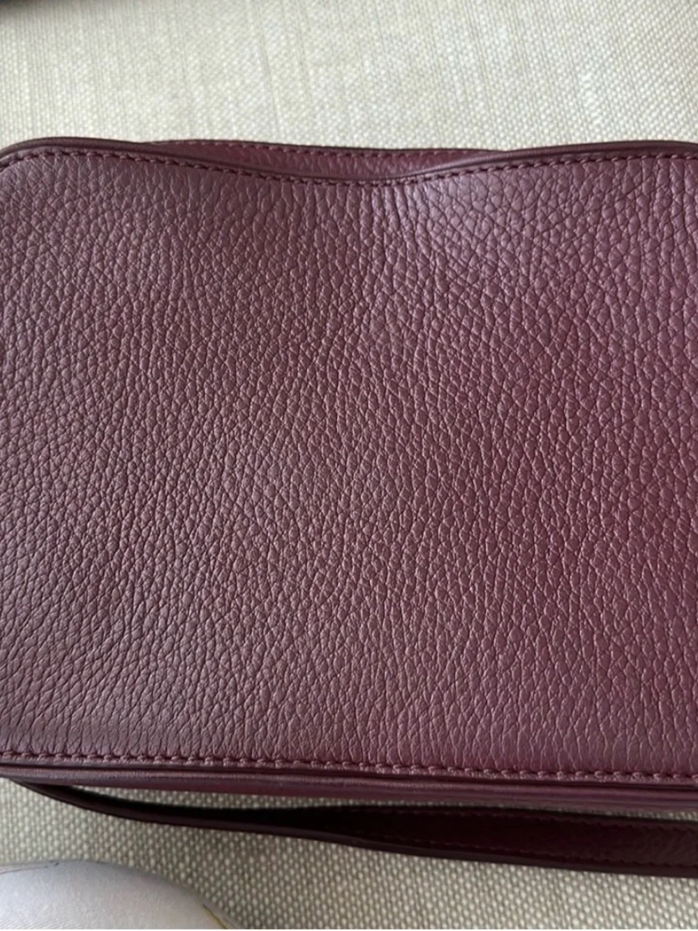 Tory Burch Wine Red Pebbled Leather Double-Zip Crossbody